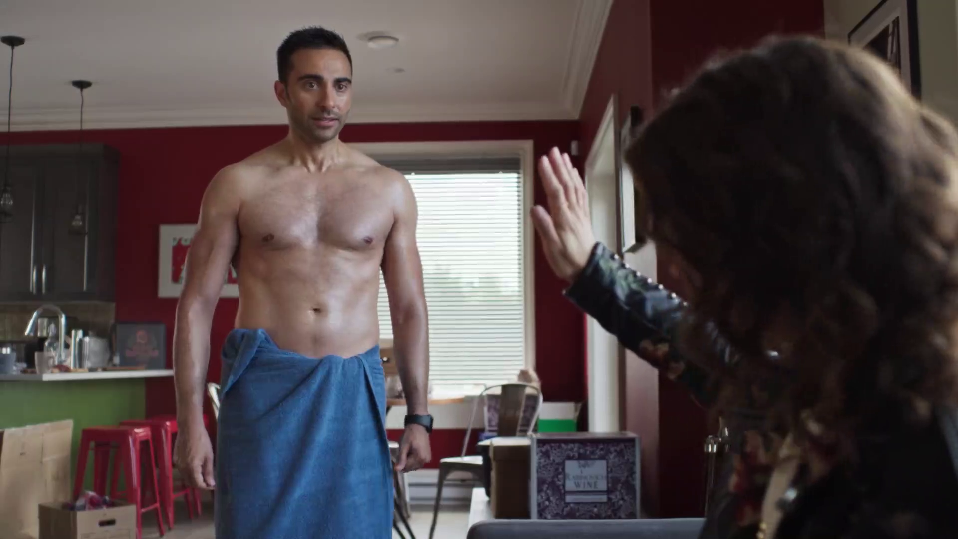 ausCAPS: Lee Majdoub shirtless in You Me Her 5-03 "Squonk Happens"