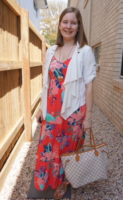 Away From Blue  Aussie Mum Style, Away From The Blue Jeans Rut: Kmart  Floral Dresses and Louis Vuitton Damier Azur Neverfull MM