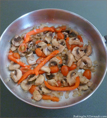 Garden Vegetable Fettuccine, a healthier dinner, includes lots of vegetables and lean chicken served over fettuccine. | Recipe developed by www.BakingInATornado.com | #recipe #dinner