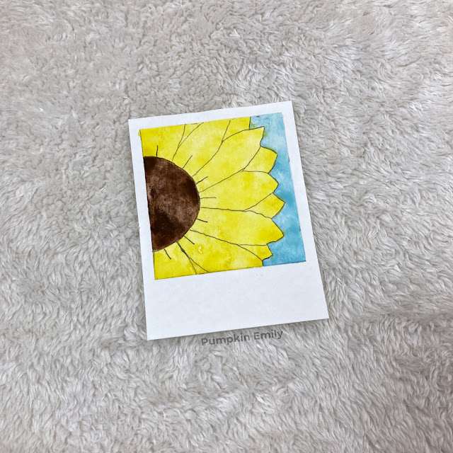 sunflower watercolor polaroid painting