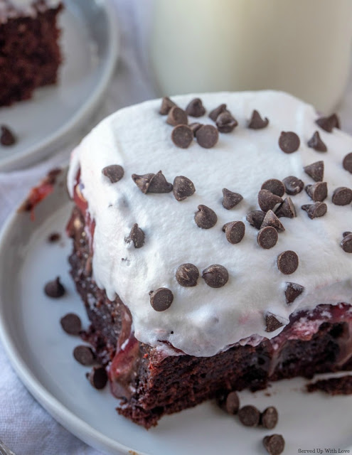 Black Forest Cherry Poke Cake recipe from Served Up With Love