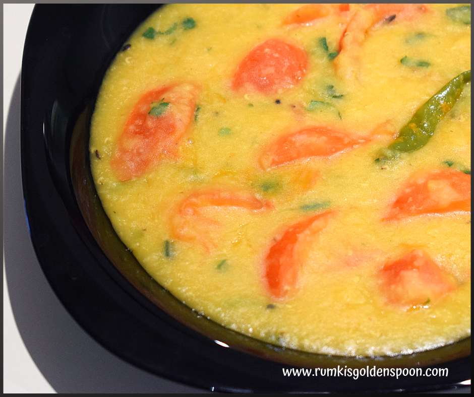 Indian recipe, bengali recipe, vegetarian, vegan, food blog, musur daal, pink lentils. no onion no garlic dal, Masoor Dal Tamatari (Red Lentils-Tomato Soup), Rumki's Golden spoon