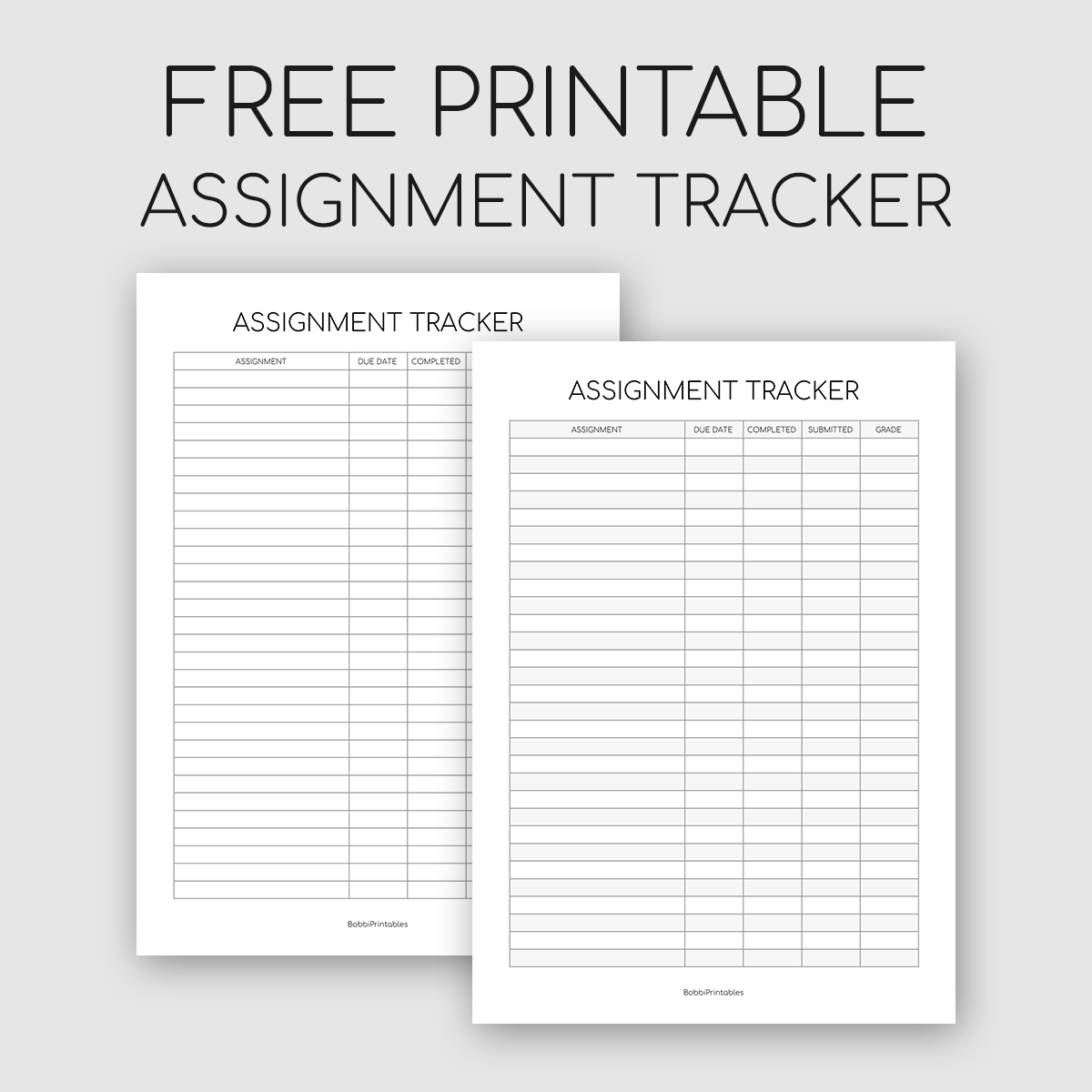 Printable Assignment Tracker