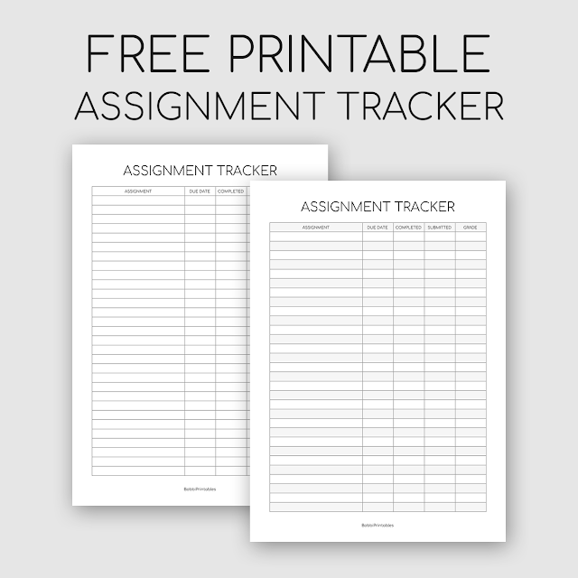 assignment tracker printable free