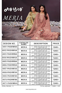 Jay Vijay Meria  Pashmina Suits Collection 