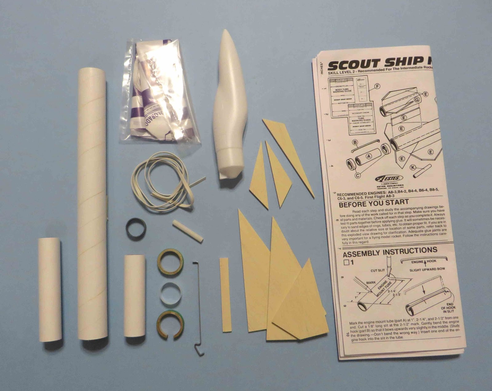 Model Rocket Building Estes Scout Ship Nova Build 1392, Build, Part 1