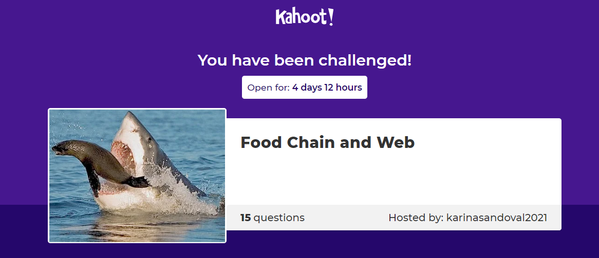 ENGLISH CORNER Unit 3.Kahoot Food Chain & Food web