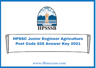 HPSSC Junior Engineer Agriculture Post Code 828 Answer Key 2021