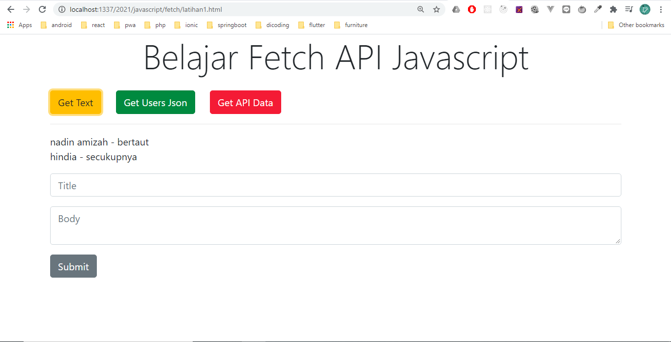 Fetch api https