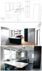 From sketch design to true-to-life - modern kitchen makeover with black Diamond cabinets :: OrganizingMadeFun.com