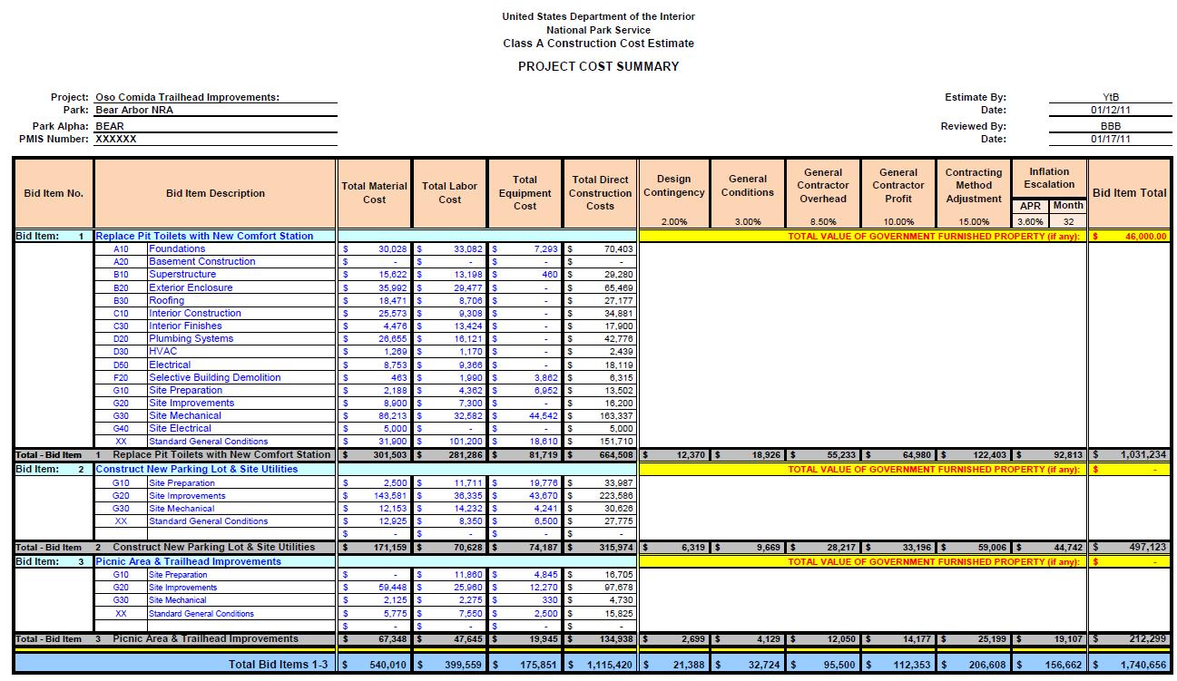 free construction estimating software excel