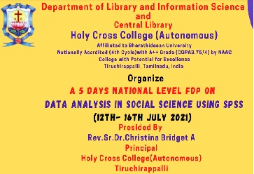 5 Days National Level FDP on Data Analysis in Social Science using SPSS (Date 12th to 16th July 2021)