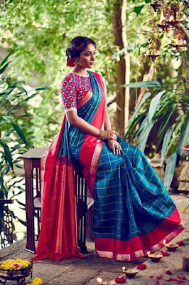 Fascinating blouse designs definitely works for silk sarees. This silk saree is pure example.