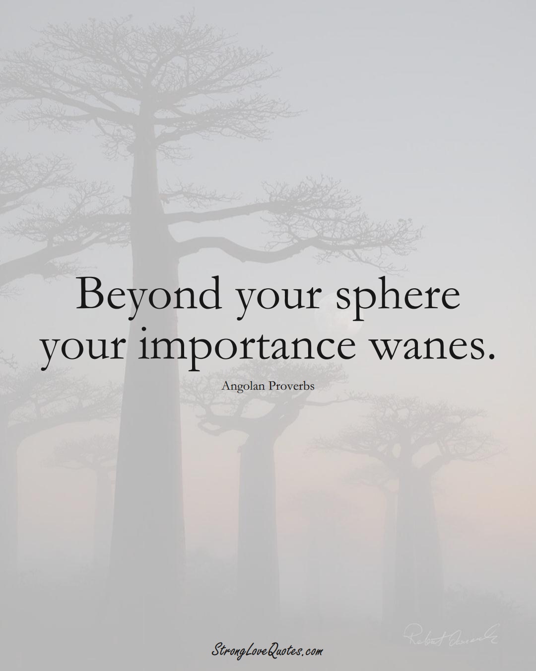 Beyond your sphere your importance wanes. (Angolan Sayings);  #AfricanSayings