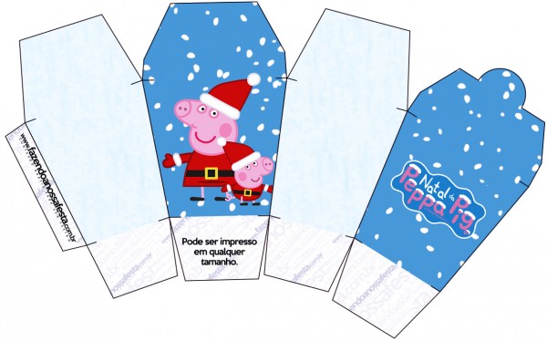 Peppa Pig en Navidad: Cajas para Imprimir Gratis. Caja tipo "de comida china"de Peppa Pig en Navidad.