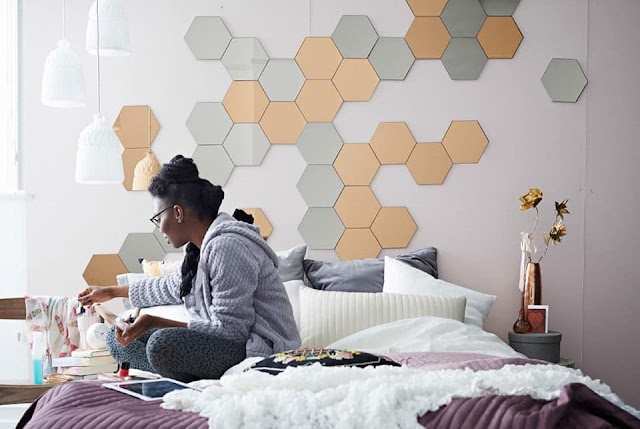 Cara Susun Cermin Viral Honefoss Berbentuk Hexagon Di Dinding Rumah