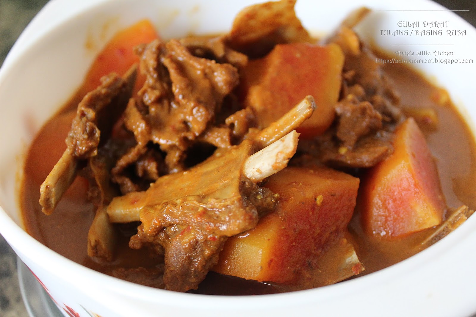 Daging / Tulang Rusa Masak Kari Gulai Darat - Amie's Little Kitchen