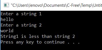 All C Programs: Program 92:Compare two strings
