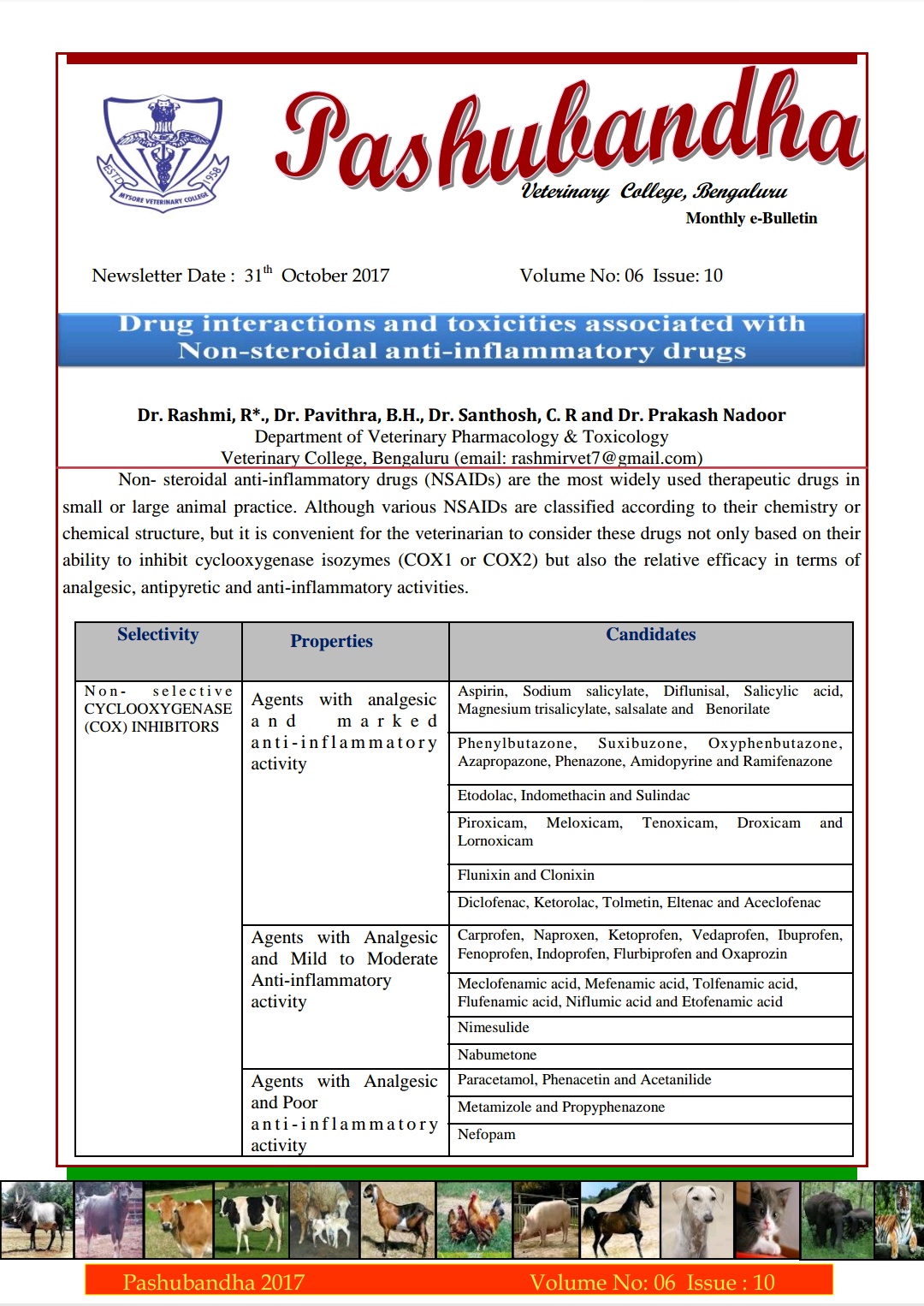 October 2017 Volume 06 Issue 10 Pashubandha eBulletin, Veterinary