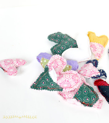 scrap fabric hearts sewing project