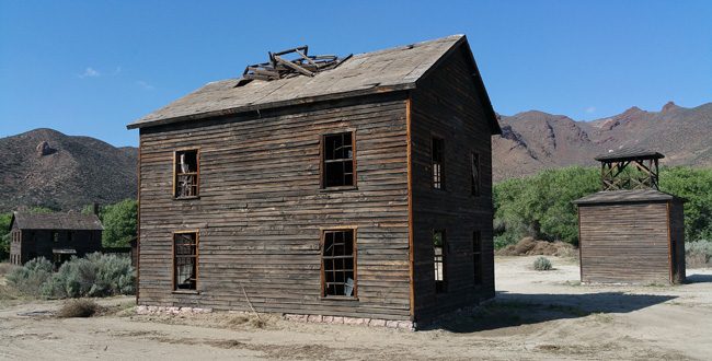 Abandoned buildings in Polsa Rosa Movie Ranch Ghost Town in Acton California