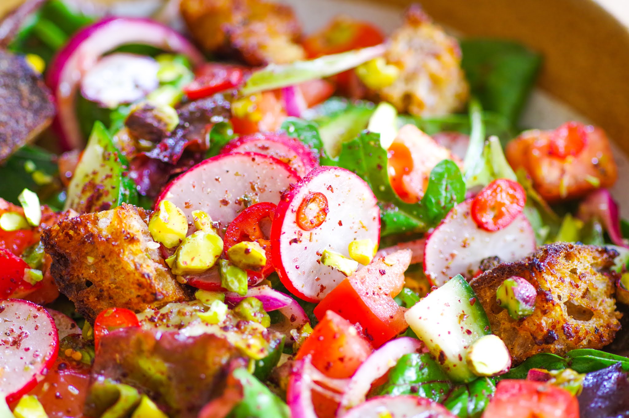 Sumac Salad with Smoky Croutons Euphoric Vegan