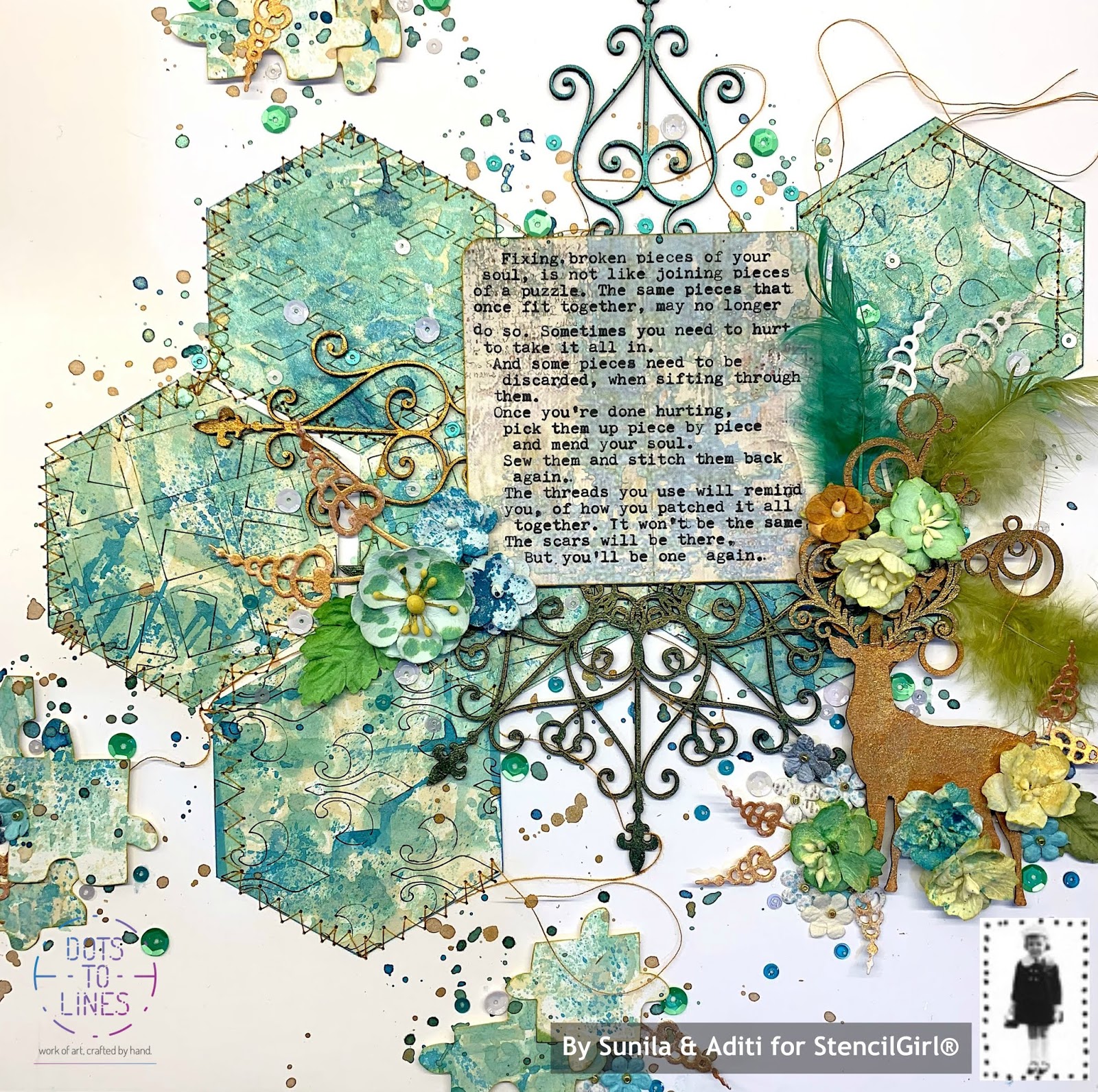 StencilGirl Talk Soul Mending Mixed Media Poetry by Sunila & Aditi