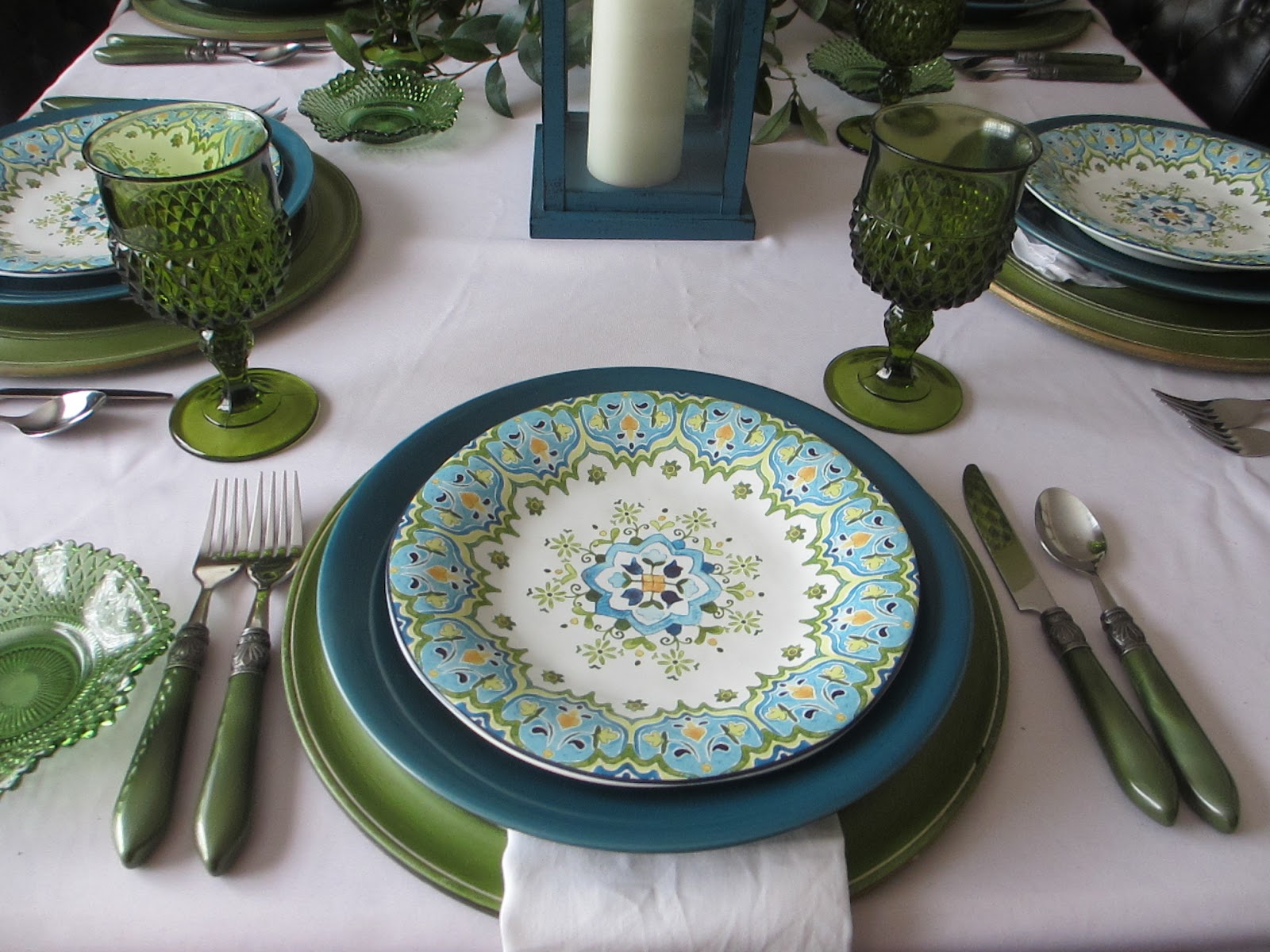 The Welcomed Guest: Winter Blue and Green Tablescape