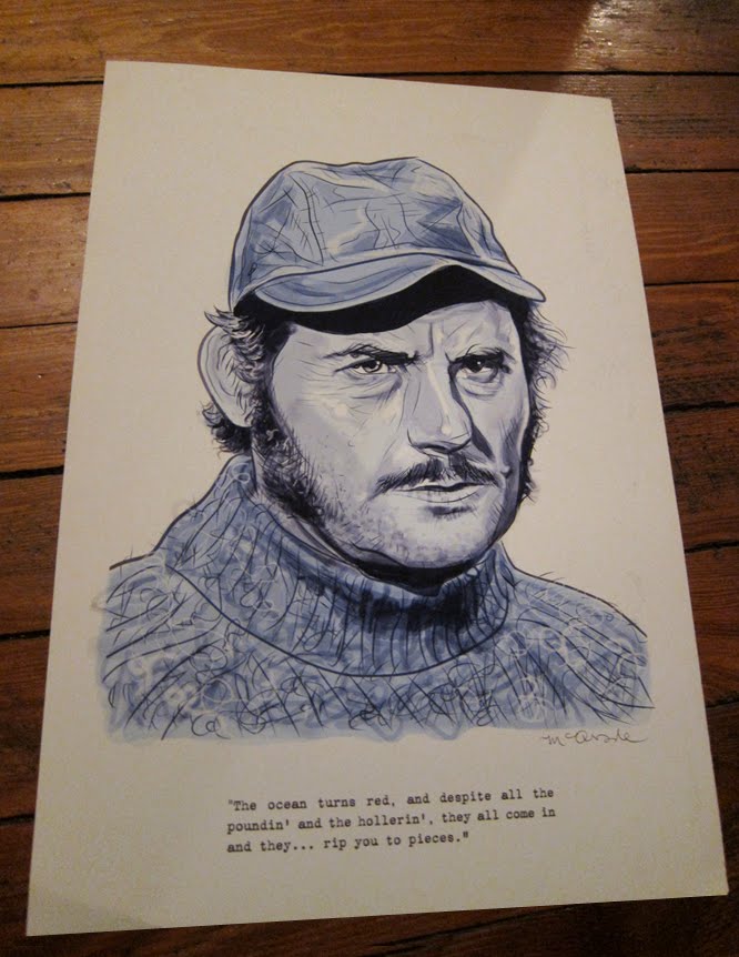 The Art of PJ McQuade Quint from Jaws Portrait