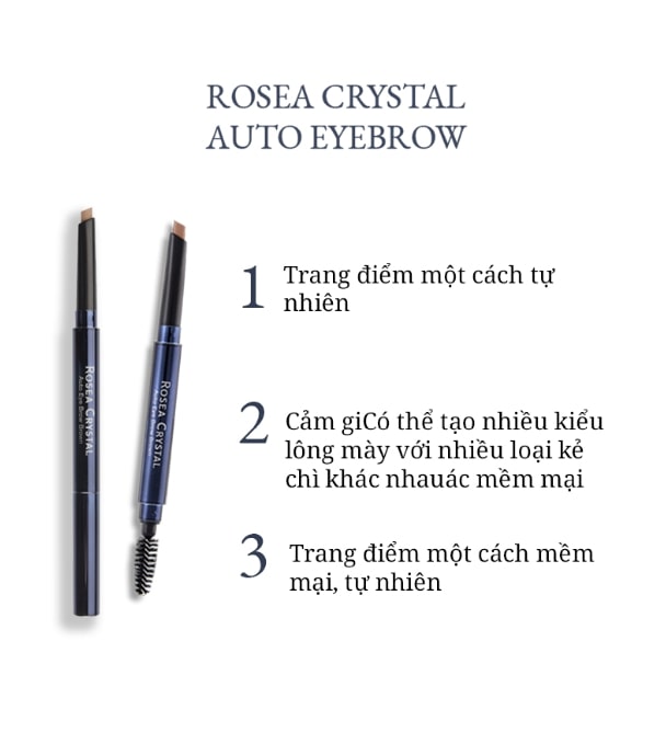Chì Kẻ Mày Rosea Crystal Auto Eye Brow Black – Màu Đen Chì