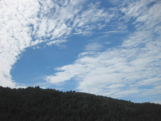 Swirl of clouds over forested hills, Highland Way, Santa Cruz Mountains, California