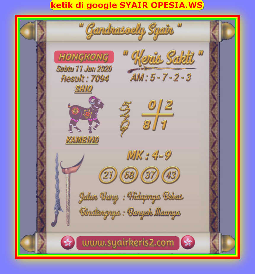 1 New Message Kode Syair Hongkong 11 Januari 2020 Forum Syair Togel Hongkong Singapura Sydney