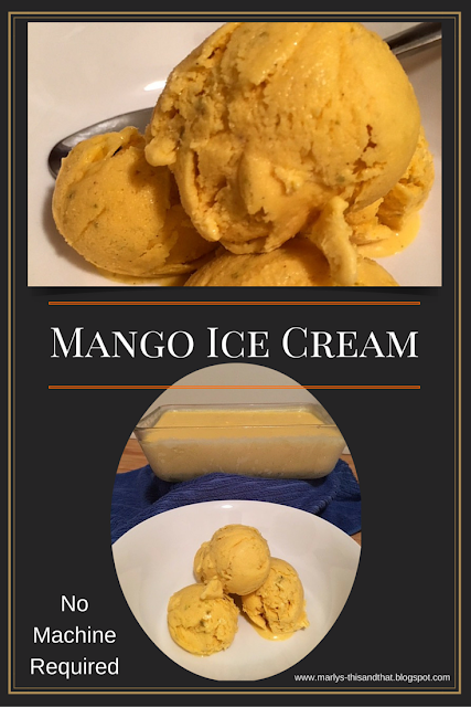 No machine Homemade Ice Cream made with mangoes, pistachio and cardamom.