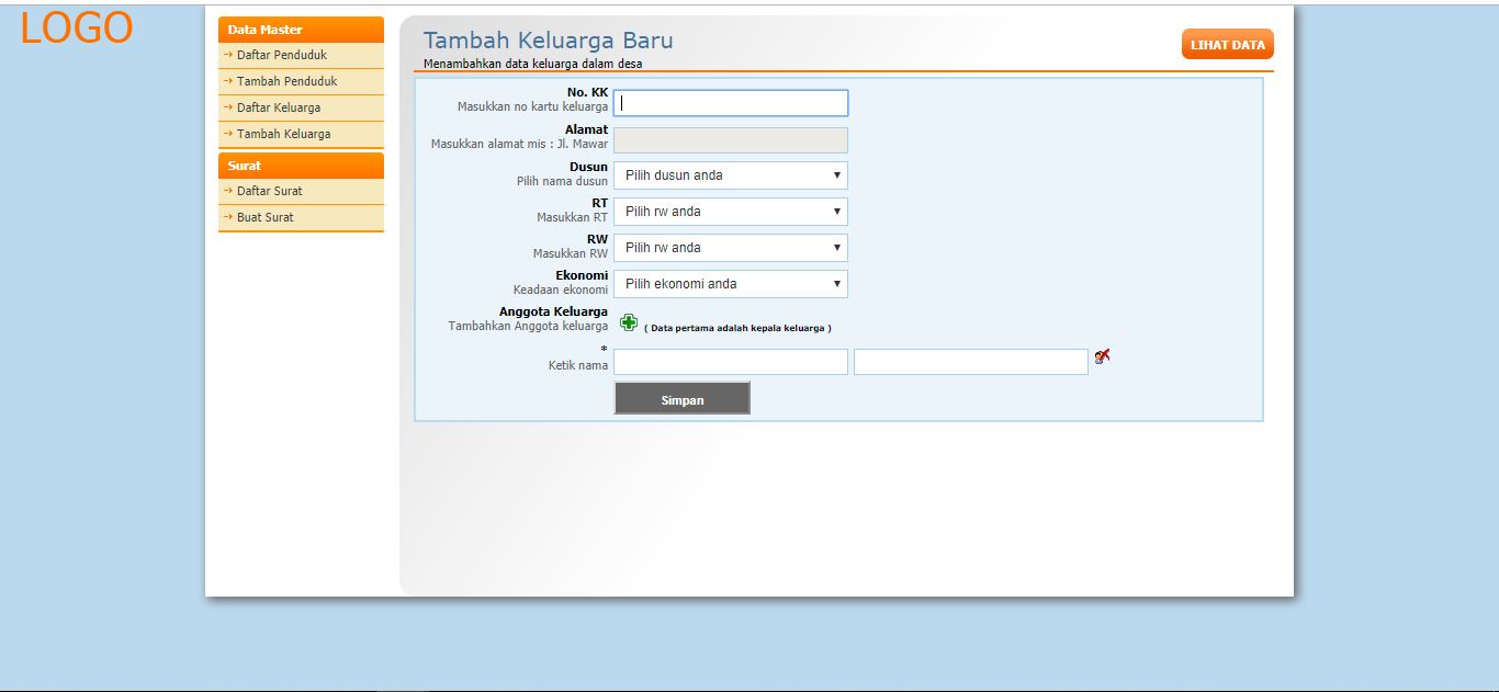 Source code PHP sistem informasi kependudukan dan surat