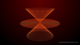 Three Orange Rings Holographic Geometry Abstract Dots Lines