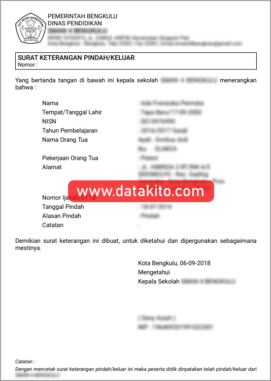 Cara Cetak Surat Mutasi Siswa Online Tahun 2019 Data Kito