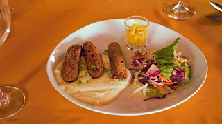 Try our vegetarian sausages that are served in a vegetarian friendly restaurant