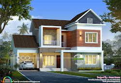 roof 2400 square feet awesome mixed kerala modern keralahousedesigns duplex plans contemporary elevation garden ft landscaping october front houses outdoor