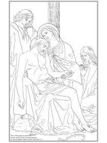 María recibe a Jesús bajado de la Cruz colorear