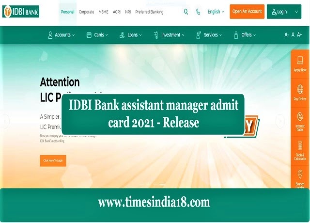 IDBI Bank assistant manager admit card 2021 - Release IDBI Bank assistant manager admit card 2021 - Release