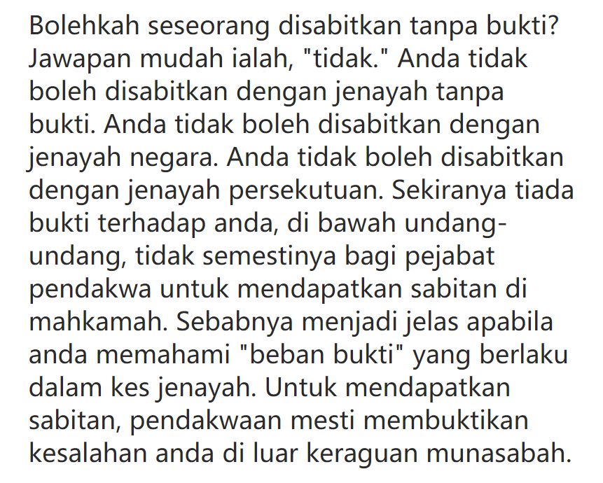 Najib Tak Bersalah Selagi Tiada Bukti Tun Faisal Tetap