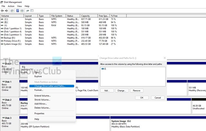 Supprimer le nom de la partition de disque de l'explorateur de fichiers