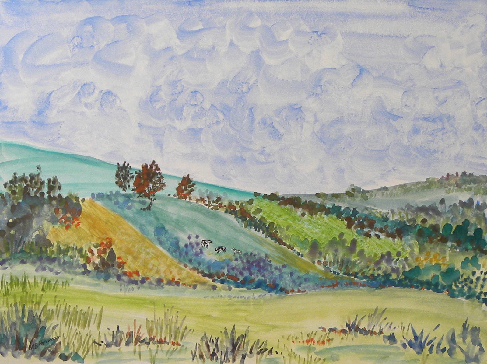 Tuesday at St. Ray's Watercolor on Gesso Board Martha Horman