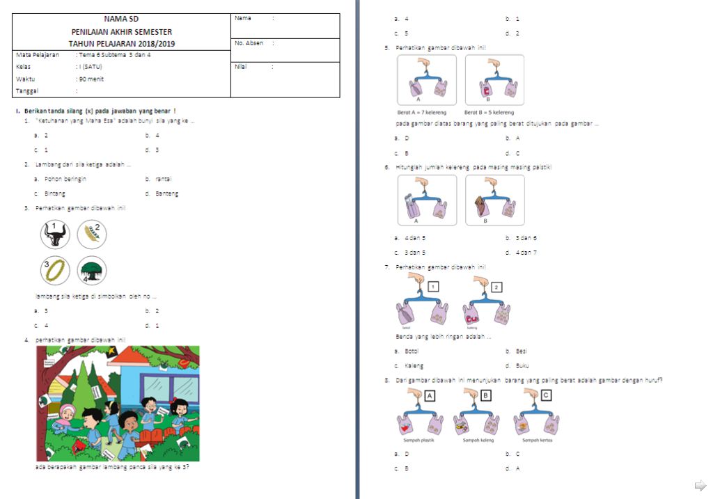 Soal Ipa Kelas 4 Tema 6 Subtema 1