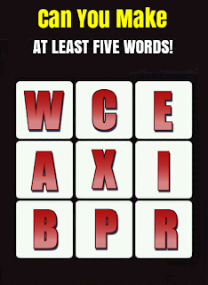 Make at least 5 words from these 9 letters
