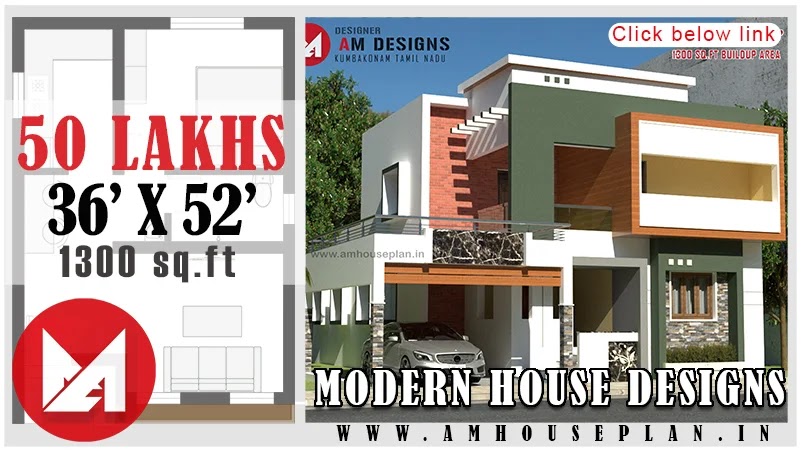 36 X 52 Size Modern Elevation Designs, How To Draw House Plan Elevation