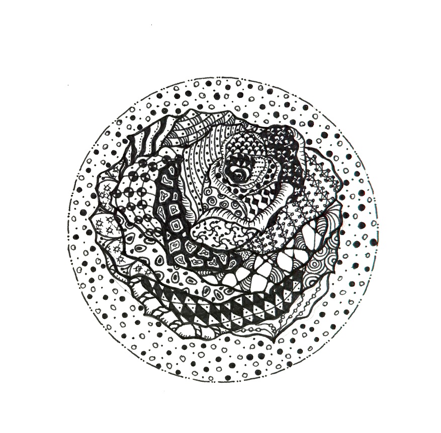 Converging Zentangle Circles Made By Tracing A Cup Bullet