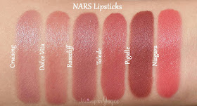 Nars Lipstick Niagara Pigalle Swatches