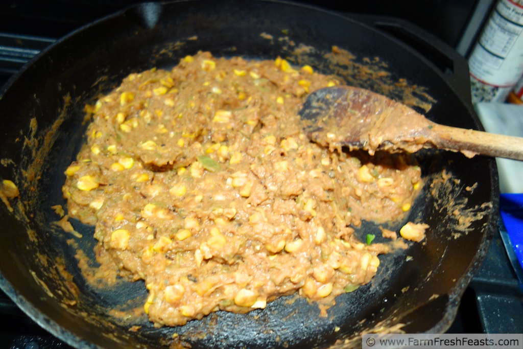 Farm Fresh Feasts ZucchiniRefried BeanCorn Enchiladas (cooking from