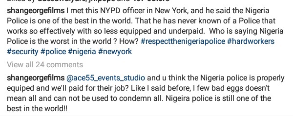  Actress Shan George meets NYPD officer who says Nigeria Police Force is "one of the best in the world"